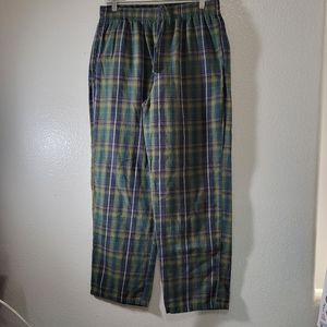 L L BEAN Men's Flannel Plaid Print Pajama Button